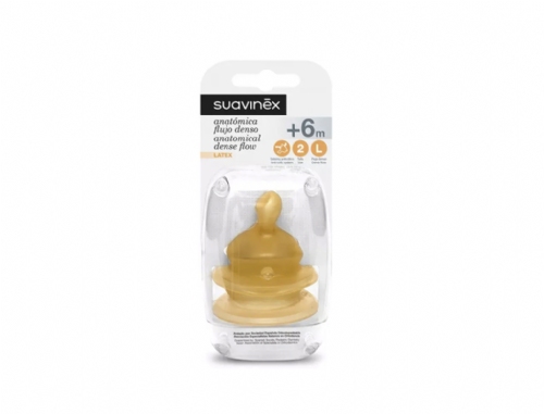 Suavinex Tetina Anatómica T2 Flujo Denso Látex +6 Meses 2 uds