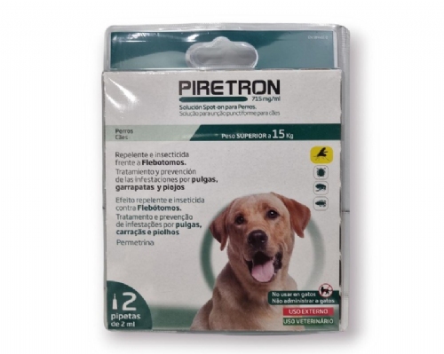 Piretron Solución  Spot-on para Perros +15kg 2 pipetas 2ml