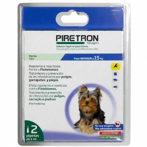Piretron Solución Spot-on para Perros -15kg 2 pipetas 2ml