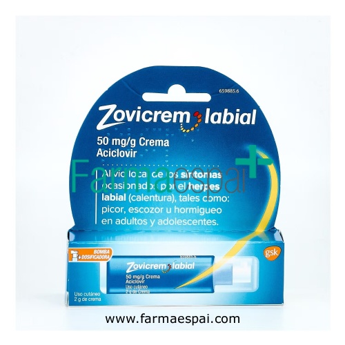 ZOVICREM LABIAL 50 mg/g CREMA, 1 frasco de 2 g