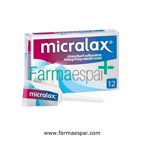MICRALAX CITRATO/LAURIL SULFOACETATO 450 mg/45 mg solucion rectal , 12 enemas