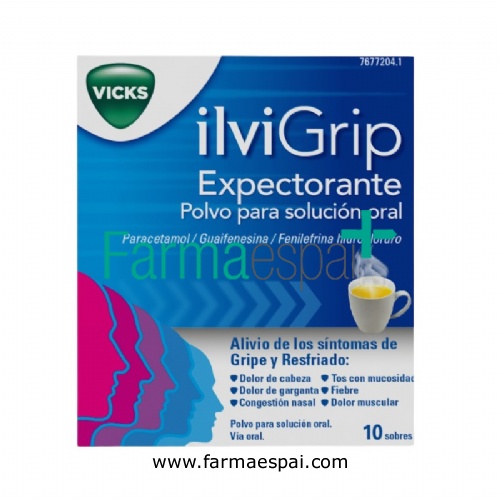 ILVIGRIP EXPECTORANTE  POLVO PARA SOLUCION ORAL, 10 sobres