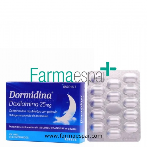 DORMIDINA DOXILAMINA 25 mg COMPRIMIDOS RECUBIERTOS CON PELICULA , 14 comprimidos