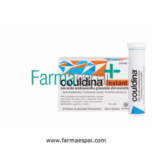 COULDINA INSTANT CON ACIDO ACETILSALICILICO GRANULADO EFERVESCENTE , 20 sobres