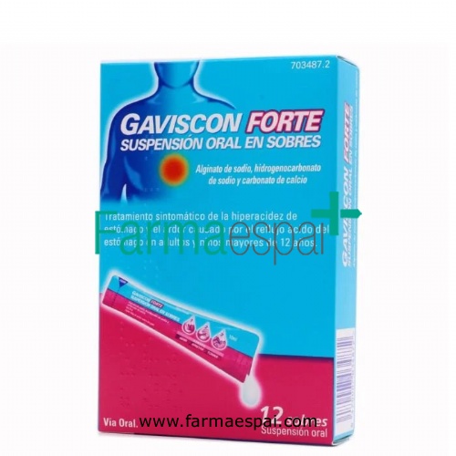 GAVISCON FORTE SUSPENSION ORAL EN SOBRES , 12 sobres
