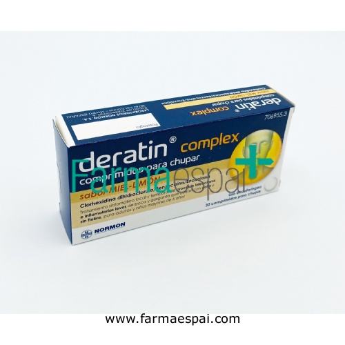 DERATIN COMPLEX COMPRIMIDOS PARA CHUPAR SABOR MIEL-LIMON , 30 comprimidos (Blister aluminio/PVC)