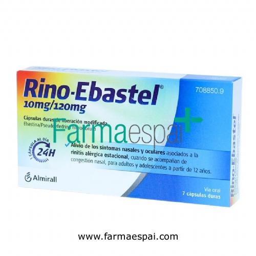 RINO-EBASTEL 10 mg/120 mg CAPSULAS DURAS DE LIBERACION MODIFICADA , 7 cápsulas