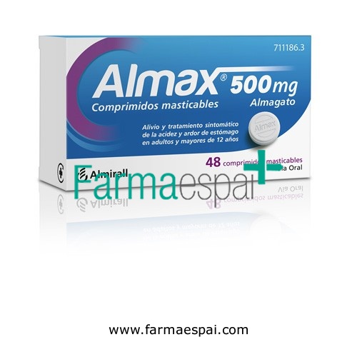 ALMAX 500 mg COMPRIMIDOS MASTICABLES,48 comprimidos