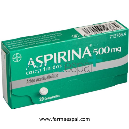 ASPIRINA 500 mg COMPRIMIDOS , 20 comprimidos