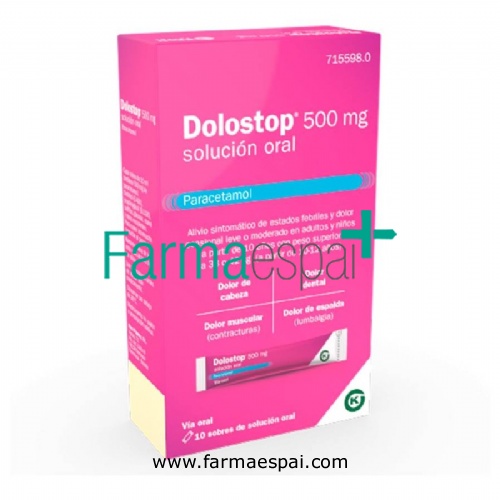 DOLOSTOP 500 MG SOLUCION ORAL, 10 sobres