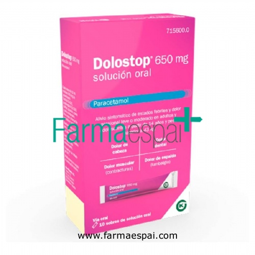 DOLOSTOP 650 MG SOLUCION ORAL, 10 sobres