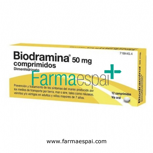 BIODRAMINA 50 mg COMPRIMIDOS , 12 comprimidos