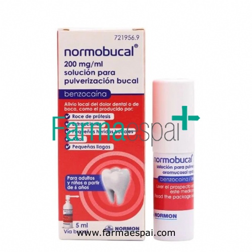 NORMOBUCAL 200 MG/ML SOLUCION PARA PULVERIZACION BUCAL, 1 frasco de 5 ml