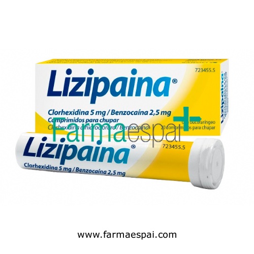 LIZIPAINA CLORHEXIDINA 5 MG/BENZOCAINA 2,5 MG COMPRIMIDOS PARA CHUPAR ,20 comprimidos