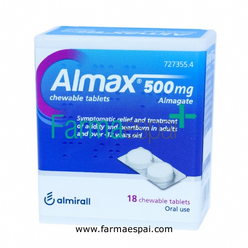 ALMAX 500 mg COMPRIMIDOS MASTICABLES,18 comprimidos