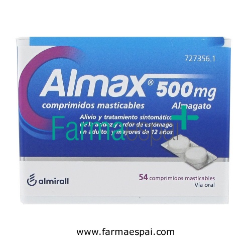 ALMAX 500 mg COMPRIMIDOS MASTICABLES,54 comprimidos