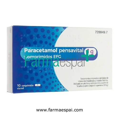 PARACETAMOL PENSAVITAL 1 G COMPRIMIDOS EFG, 10 comprimidos