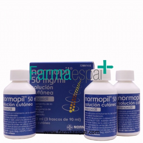 NORMOPIL 50 MG/ML SOLUCION CUTANEA,3 frascos de 90 ml (270 ml)