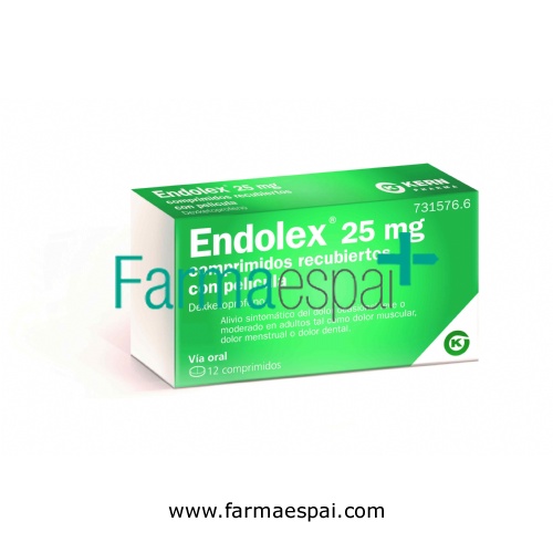 ENDOLEX 25 MG COMPRIMIDOS RECUBIERTOS CON PELICULA , 12 comprimidos (PA/Al/PVC/Al)