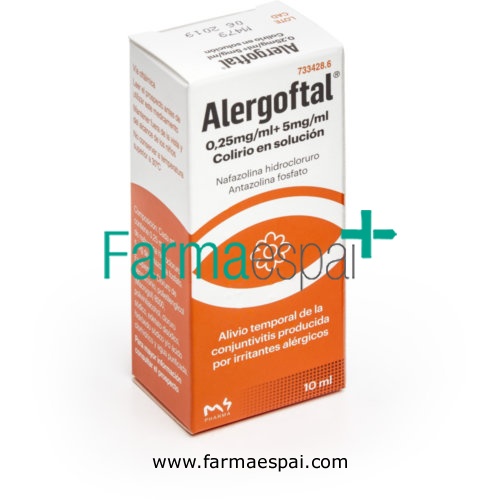 ALERGOFTAL 0,25 mg/ml+ 5 mg/ml COLIRIO EN SOLUCION , 1 frasco de 10 ml