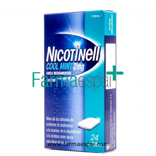 NICOTINELL COOL MINT 2 mg CHICLE MEDICAMENTOSO, 24 chicles