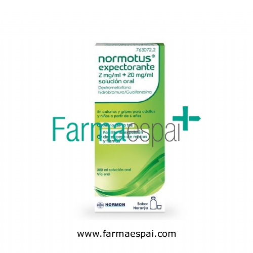 NORMOTUS EXPECTORANTE 2 MG/ML + 20 MG/ML SOLUCION ORAL, 1 frasco de 200 ml