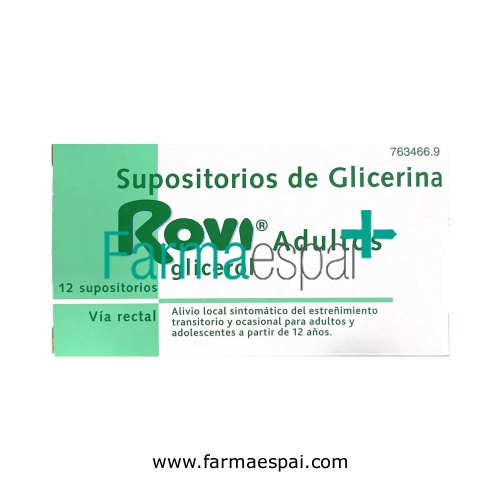 SUPOSITORIOS DE GLICERINA ROVI ADULTOS, 12 supositorios