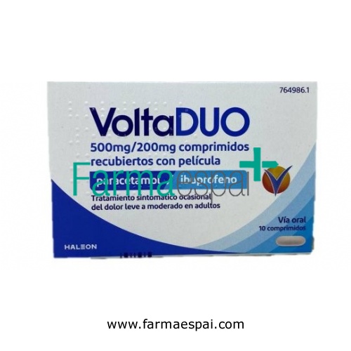 VOLTADUO 500 MG/200 MG COMPRIMIDOS RECUBIERTOS CON PELICULA, 10 comprimidos