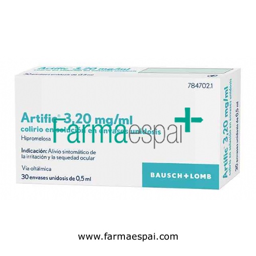 ARTIFIC 3,20 mg/ml COLIRIO EN SOLUCION EN ENVASE  UNIDOSIS , 30 envases unidosis de 0,5 ml