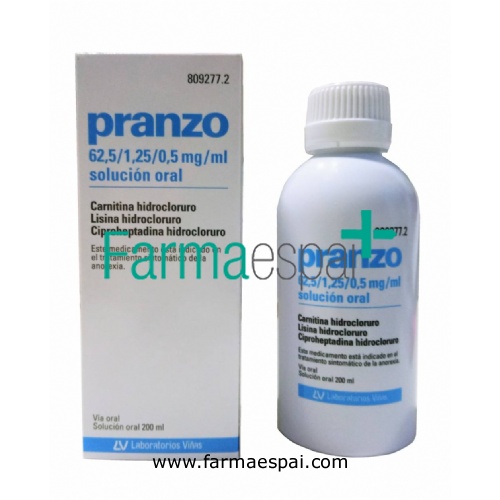 PRANZO 62,5 / 1,25 / 0,5 mg/ml SOLUCION ORAL, 1 frasco de 200 ml