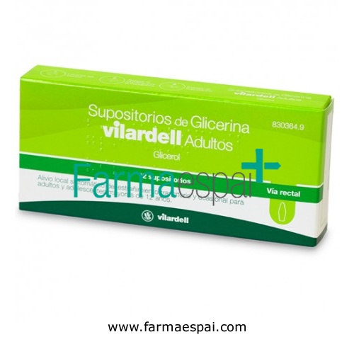SUPOSITORIOS DE GLICERINA VILARDELL ADULTOS, 12 supositorios