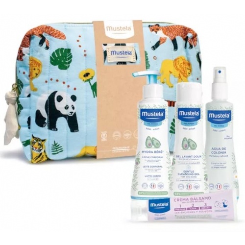 Mustela neceser jungla 4 productos bálsamo + gel + colonia + hydrabebe