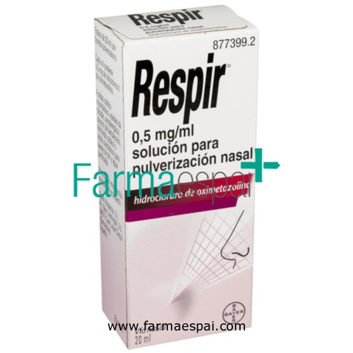 RESPIR 0,5 mg/ml SOLUCION PARA PULVERIZACION NASAL , 1 frasco de 20 ml (Frasco+bomba pulverizadora)