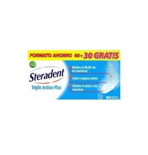Steradent triple accion plus - limpieza protesis dental (90 comprimidos)