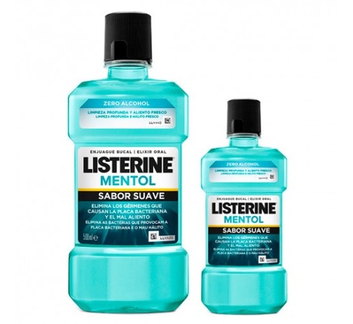 Listerine mentol sabor  suave (1 botella 500 ml)