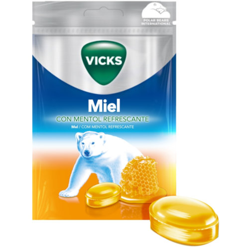 Vicks caramelos miel con mentol bolsa 72 g