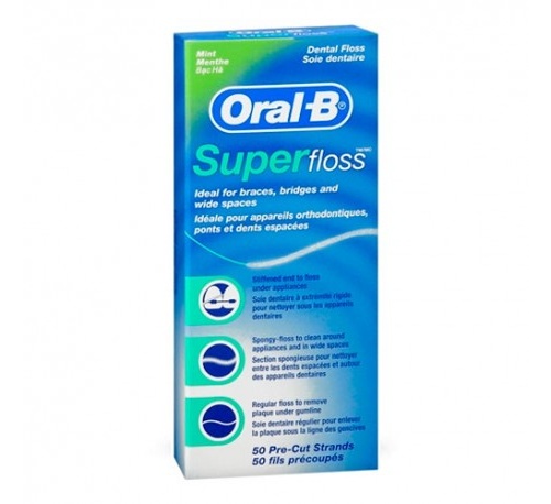 Oral-b superfloss seda dental menta 50 unidades - seda dental