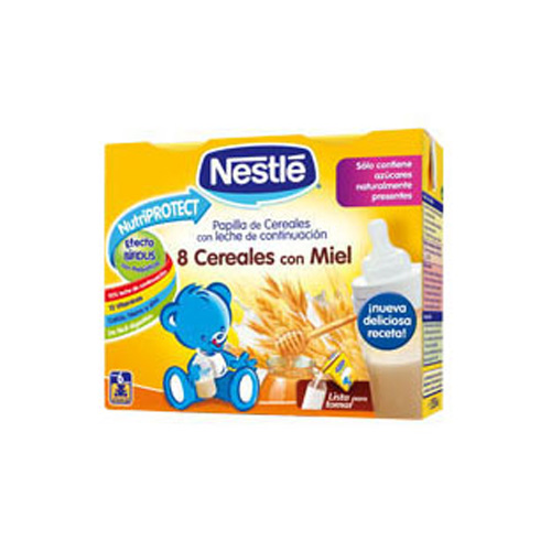 Nestle papilla 8 cereales con miel - lista para tomar (brik 250 ml 2 u)