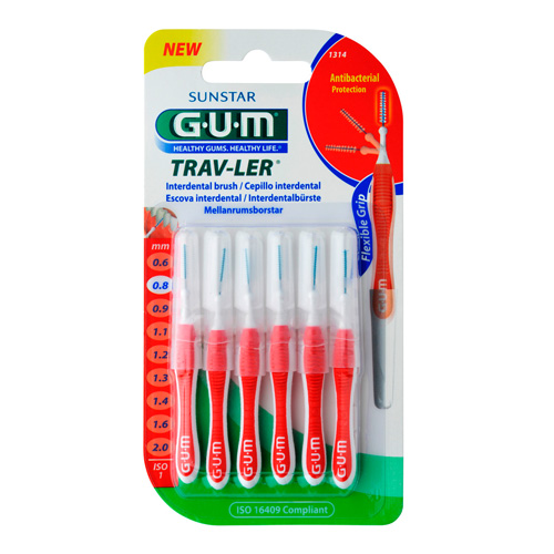 Cepillo interdental - gum 1314 trav-ler (0.8 mm 6 unidades)