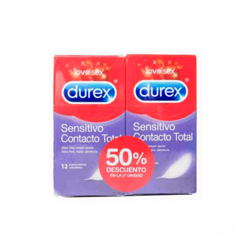 DUREX SENSITIVO CONTACTO TOTAL - PRESERVATIVOS (12 PRESERVATIVOS 2 CAJAS)