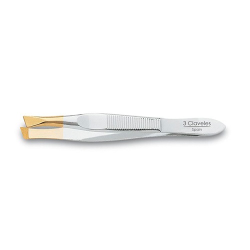 3 claveles pinza depilar sesgada dorada ref. 80136
