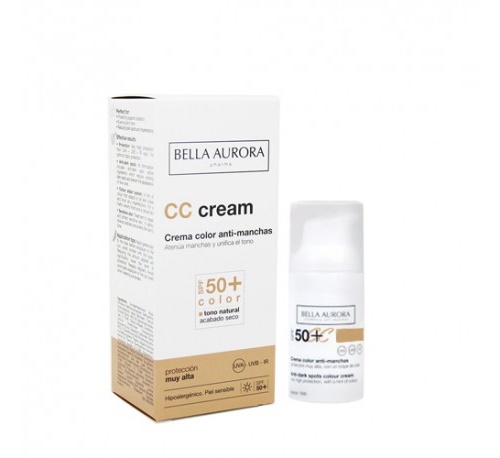 Bella aurora protect crema color antimanchas spf50+ - peil sensible (1 envase 30 ml)