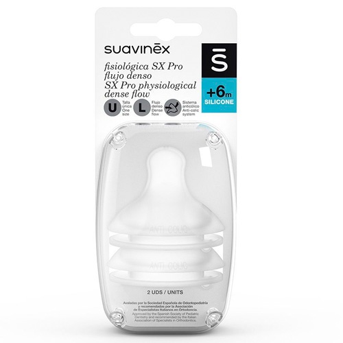 Tetina silicona fisiologica flujo l - suavinex (2 unidades)