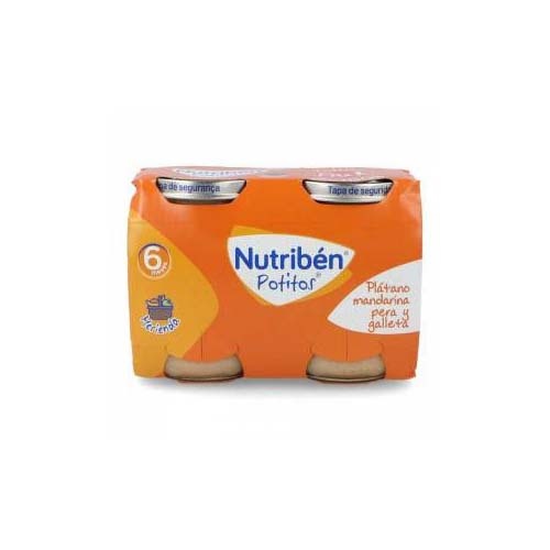Nutriben potitos platano mandarina pera y galleta (2 envases 190 g)
