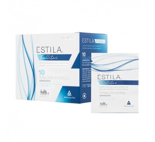 ESTILA TOALLITAS ESTERILES DE UN SOLO USO - HIGIENE DE PARPADOS/ PESTAÑAS Y BORDE PALPEBRAL (10 TOAL