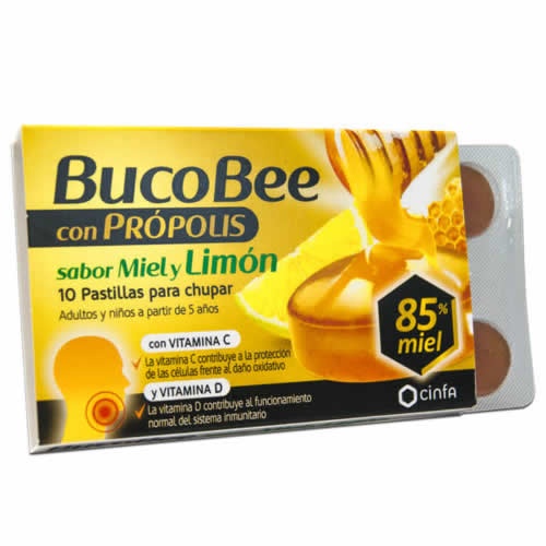 BUCOBEE CON PROPOLIS PASTILLAS PARA CHUPAR (MIEL Y LIMON 10 PASTILLAS)