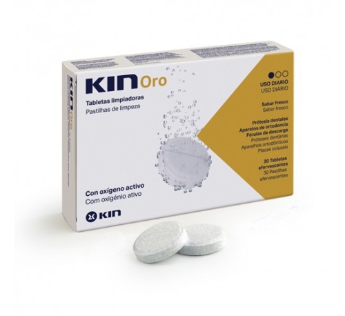 Kin oro tabletas limpiadoras - limpieza protesis dental (30 tabletas)
