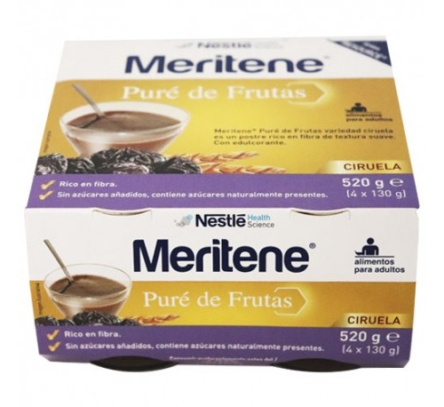 Meritene pure de frutas (130 g 4 tarrinas ciruela)