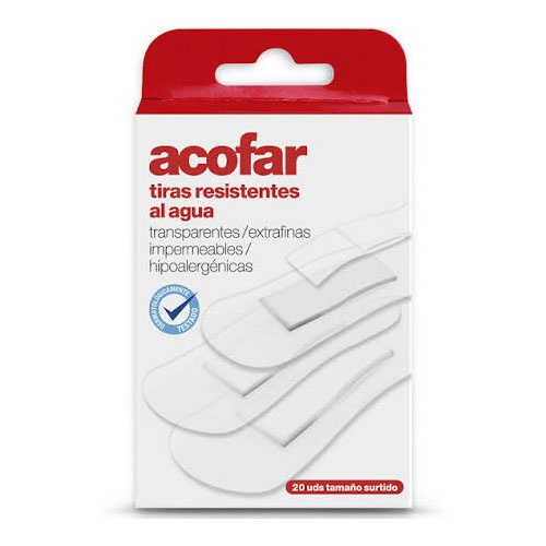 Aposito adhesivo resistente al agua - acofar (20 unidades color transparente surtidas)