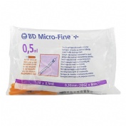 Jeringa de insulina escala 1 en 1 - bd microfine+ u 100 ((0.5 ml) 30g 0.30 x 8 mm 10 u)